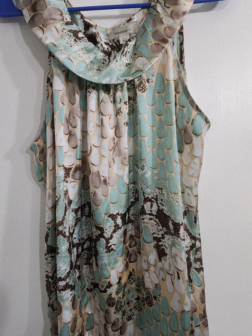 Dressbarn Sleeveless Cowl Neck Camisole in Mint, Cream & Brown